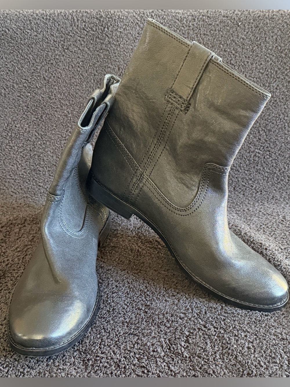 Frye Black Leather Ankle Boots